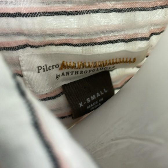 ANTHROPOLOGIE Pilcro Serena Surf Henley Linen Blend Blouse Size XS - Picture 6 of 10